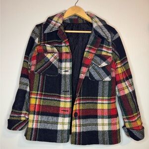 Vintage Sears JR Bazaar Plaid Wool Jacket Lined Work Coat Women’s M